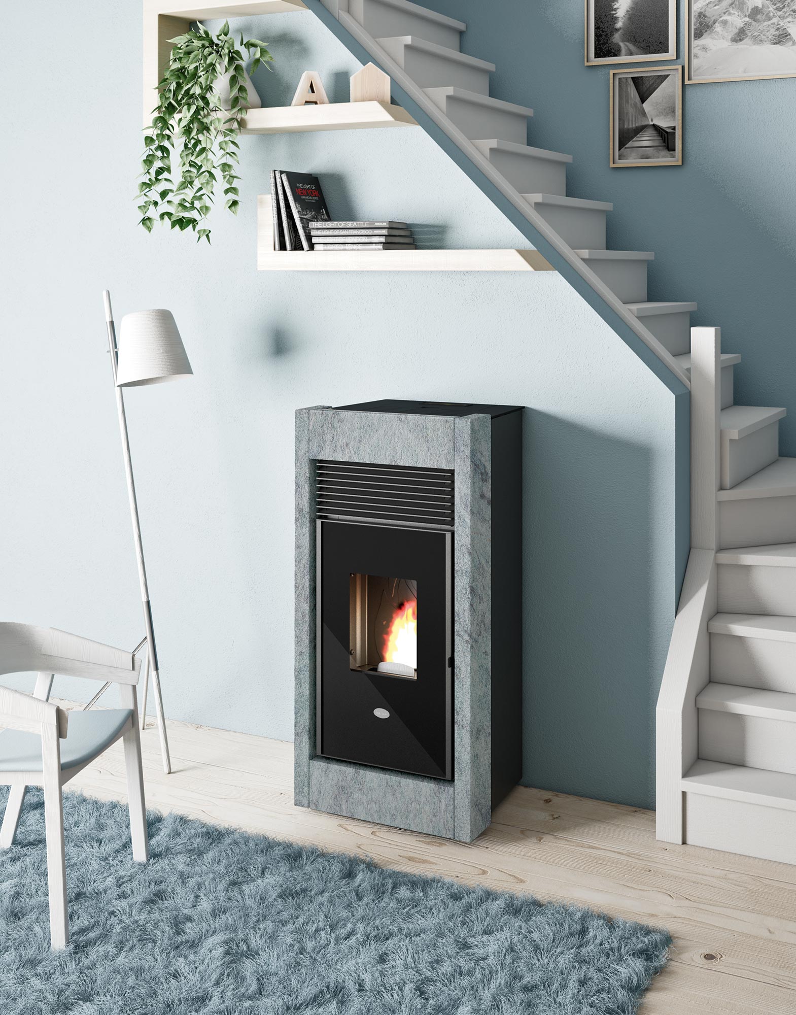 2165110955 beatrice Pelleti Õhkküttekamin BEATRICE Serpentiin hall 15,4 Kw - Image 1