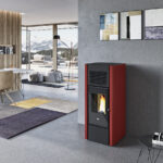 Pelleti Õhkküttekamin õhujaotusega 2 kanalit GIUSY 15,4 Kw Punane