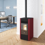 Pelleti Õhkküttekamin õhujaotusega 1 kanal Irma Punane 9,5 Kw