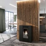 Pelleti Õhkküttekamin õhujaotusega 1 kanal VIOLA Must 11 Kw SLIM